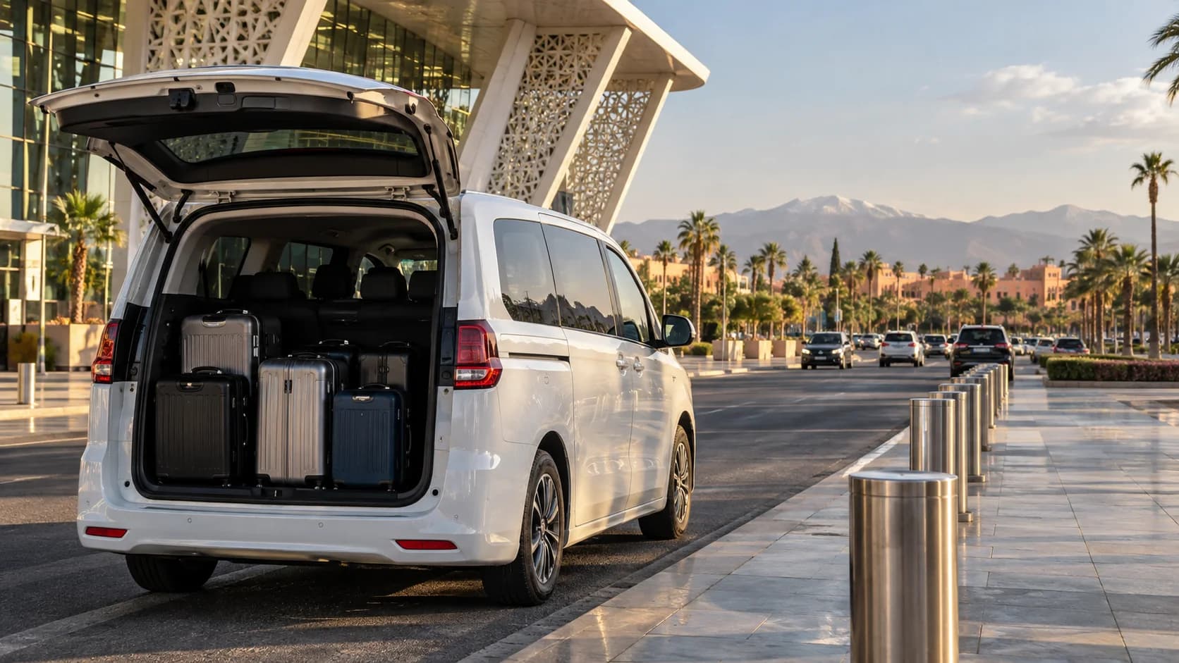 Guide des transferts de groupe avec plusieurs déposes d'hôtels à l'aéroport de Marrakech